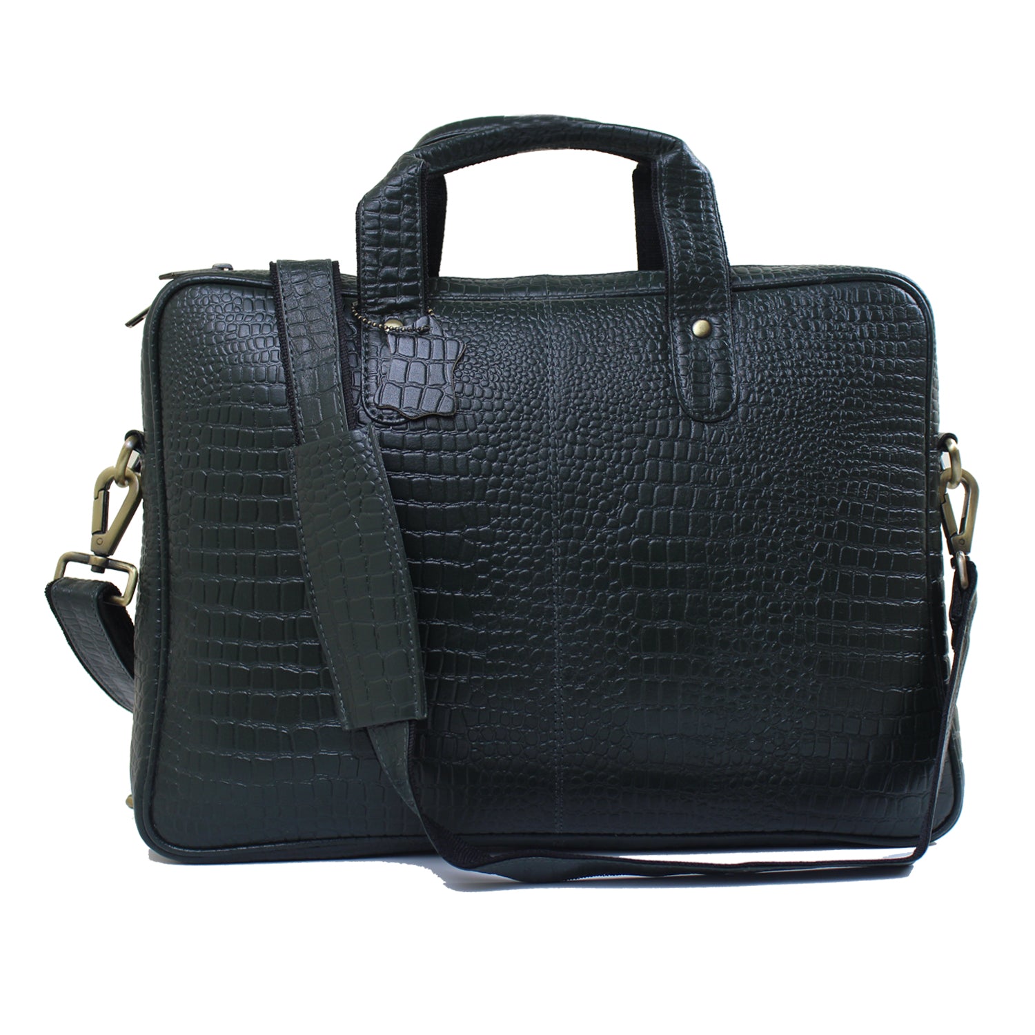 Genuine Leather Laptop Bag 14 inches Crocodilian texture Briefcase Men/Women Handmade Messenger Adjustable Shoulder Bag for Business Office Travel Genuine Leather Laptop Bag 14 inches Crocodilian texture Briefcase Men/Women Handmade Messenger Adjustable Shoulder Bag for Business Office Travel